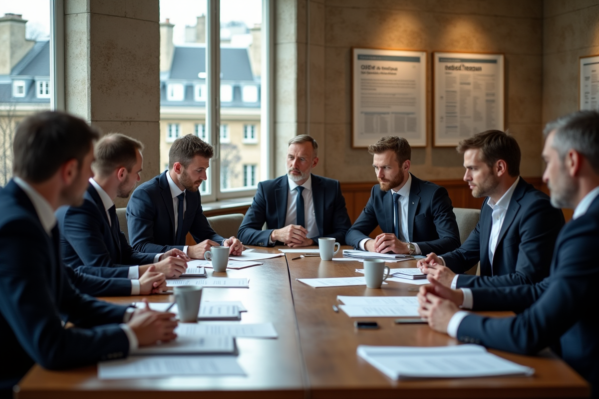 Groupe de juristes modernes autour d une table à Paris