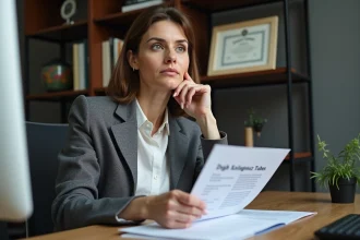 Femme d affaires réfléchie dans un bureau moderne