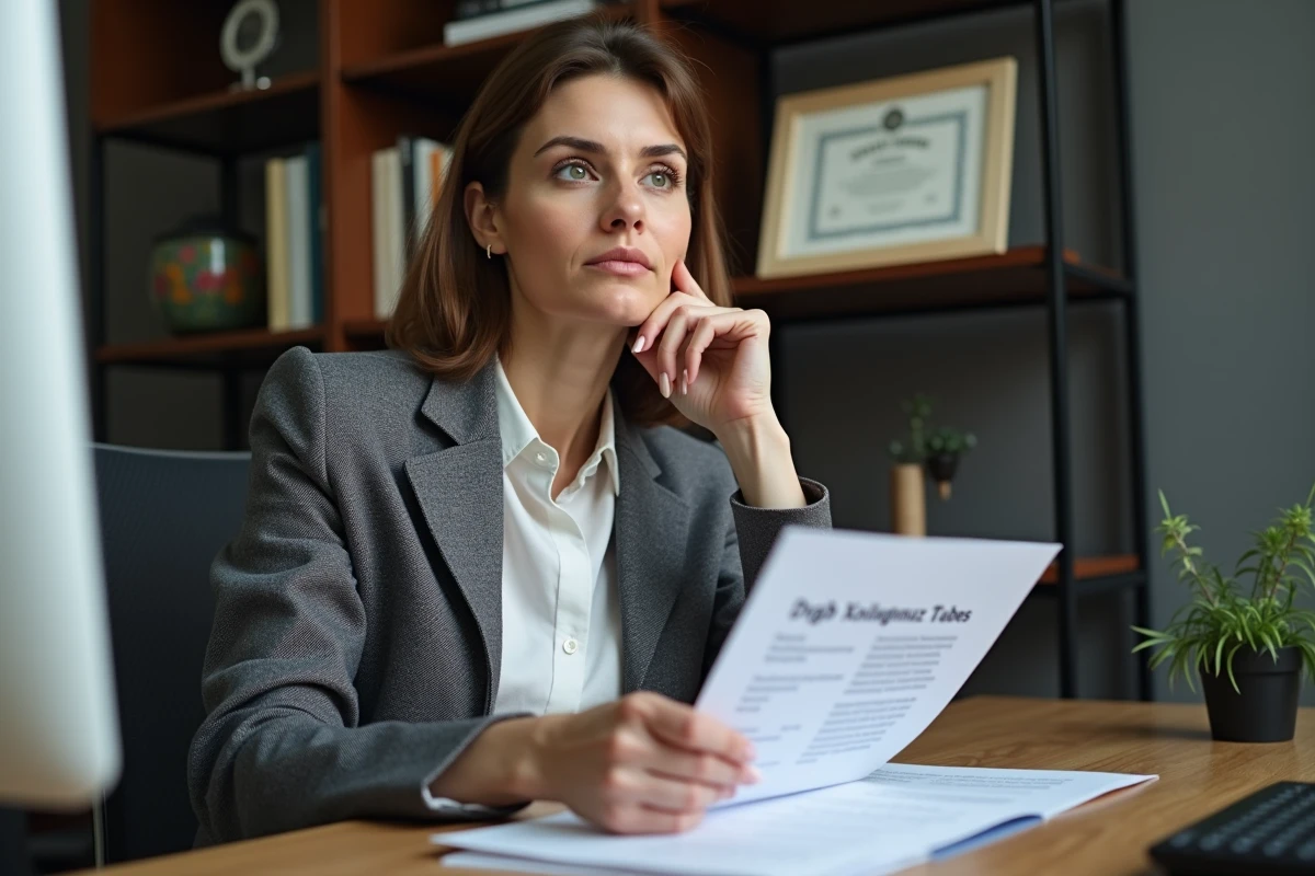 Femme d affaires réfléchie dans un bureau moderne