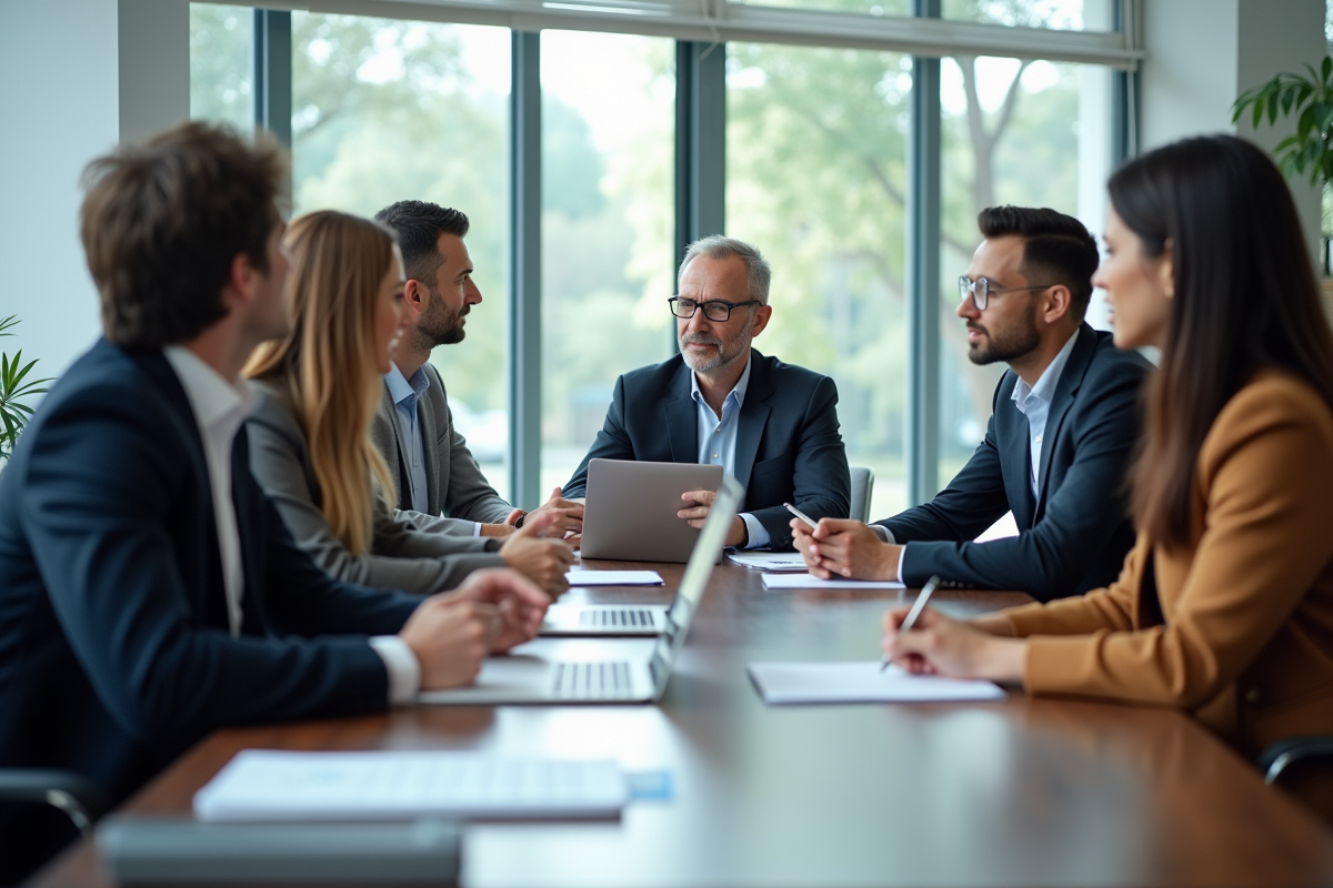 Groupe de professionnels en réunion de travail