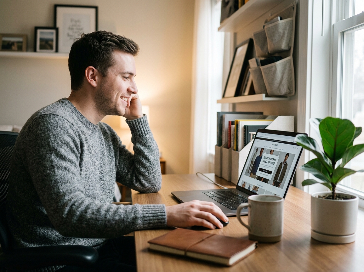 Homme détendu utilisant un ordinateur dans son bureau à domicile