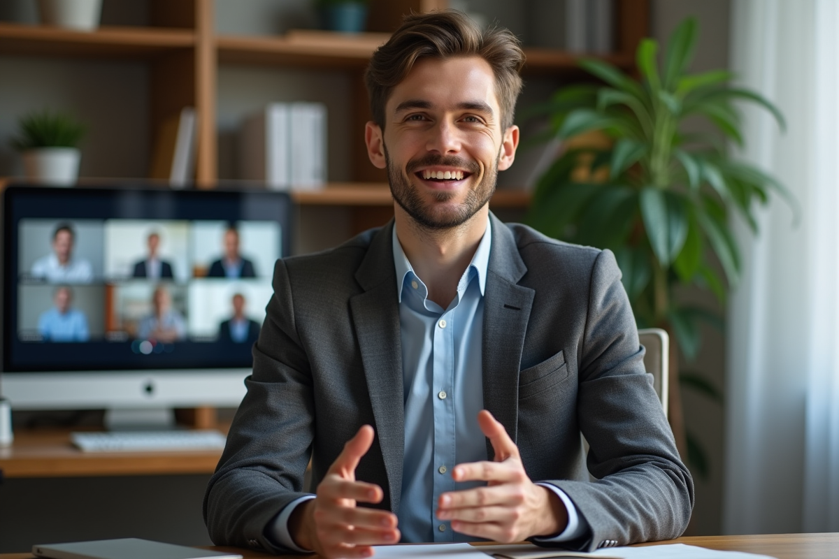 Jeune homme en télétravail lors d
