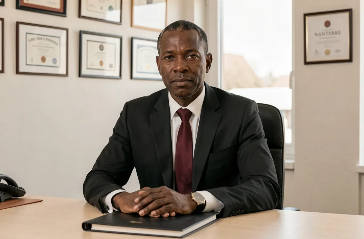 Maître Abraham Assesso avocat en droit commercial dans son cabinet à Nanterre