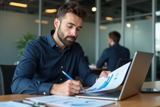 Professionnel du marketing analysant le retour sur investissement d'un article sponsorisé sur Repercom