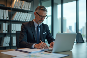 Manager qualité homme en costume dans un bureau moderne