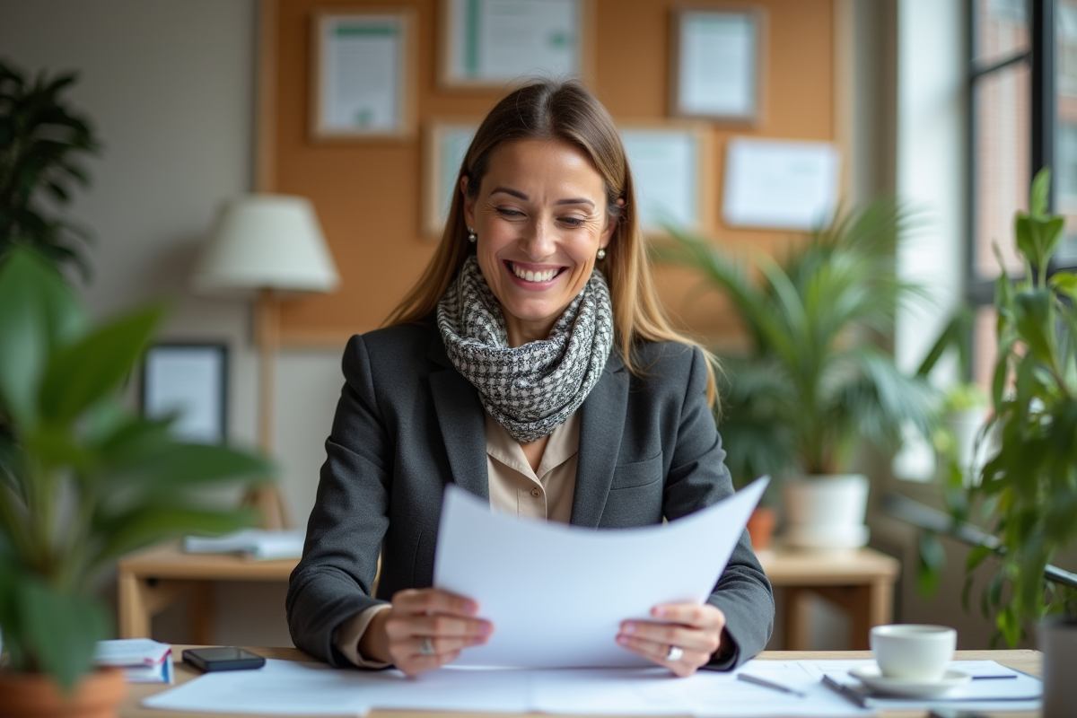 Specialiste RH examinant des documents de bien-être au bureau